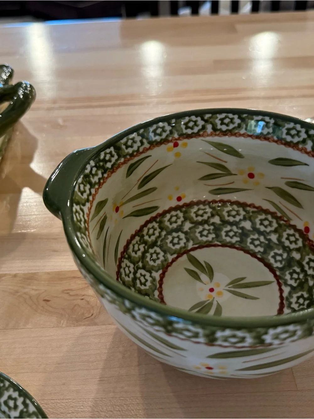 Temptations Green and Cream Floral Serveware Set. Great for entertaining.